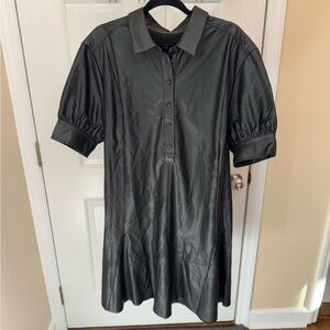 Banana Republic Godet Vegan Leather Mini Dress
